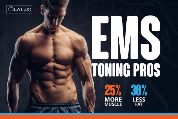 Graphic of man with toned body showing the benefits of LA-EMS Body Sculpting Stoke-upon-Trent treatment